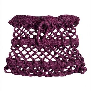 🍒NEW Spring Space Lace Hand Crocheted Drawstring Cowl in Plum, by Coko Loko